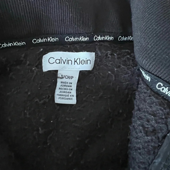 Calvin Klein Sherpa Mock Neck Quarter Zip Black Gold Zipper Size Small - Picture 5 of 5